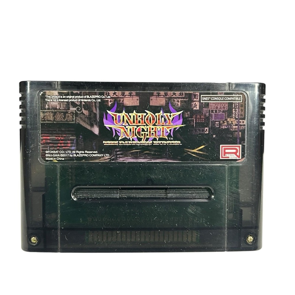 Super Nintendo Unholy Night: The Darkness Hunter SNES Compatible Game Cartridge